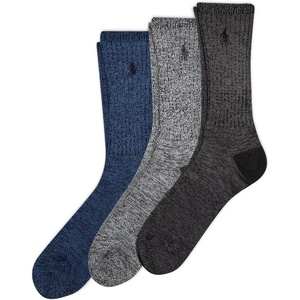 Polo Ralph Lauren Men’s Super Soft Ragg Crew Socks 3 Pair Pack(Black Assorted)