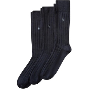 Polo Ralph Lauren Men’s Super Soft Ribbed Dress Crew Socks (3-Pack)(Navy)