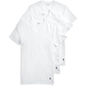 Polo Ralph Lauren Men’s T-Shirt Pack, 3-Pack, Cotton Men’s Clothing V-Neck Undershirt, Slim Fit Tees, Moisture-Wicking(White/Navy – 3 Pack)