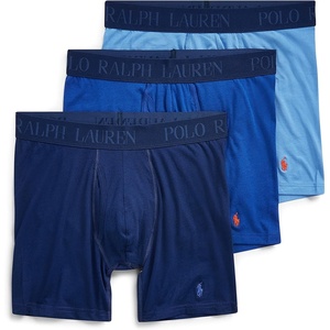 Polo Ralph Lauren Underwear Men’s 4D Flex Cotton Modal Boxer Briefs 3 Pack(Bermuda Blue/Rugby Royal/Deep Atlantic)