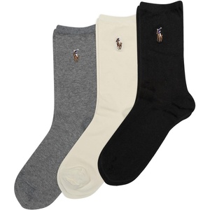Polo Ralph Lauren Women’s Classic Embroidered Pony Crew Socks (3-Pair)(Black Assorted)