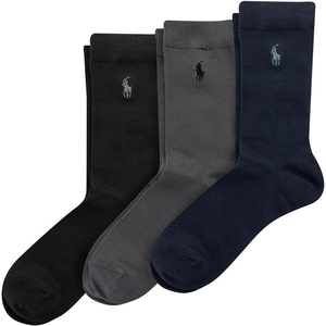Polo Ralph Lauren boys Supersoft Dress Crew Socks – 3 Pair Pack – Soft Yarn and Stay Up Top(Navy Assorted)