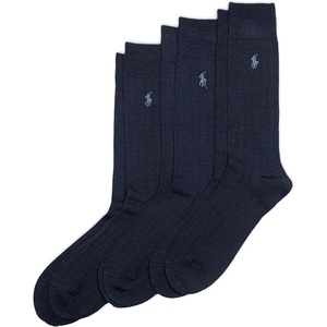 Polo Ralph Lauren mens Merino Wool Dress Crew Socks – 3 Pair Pack – Breathable Wool & Heel-toe Reinforcement(Navy)