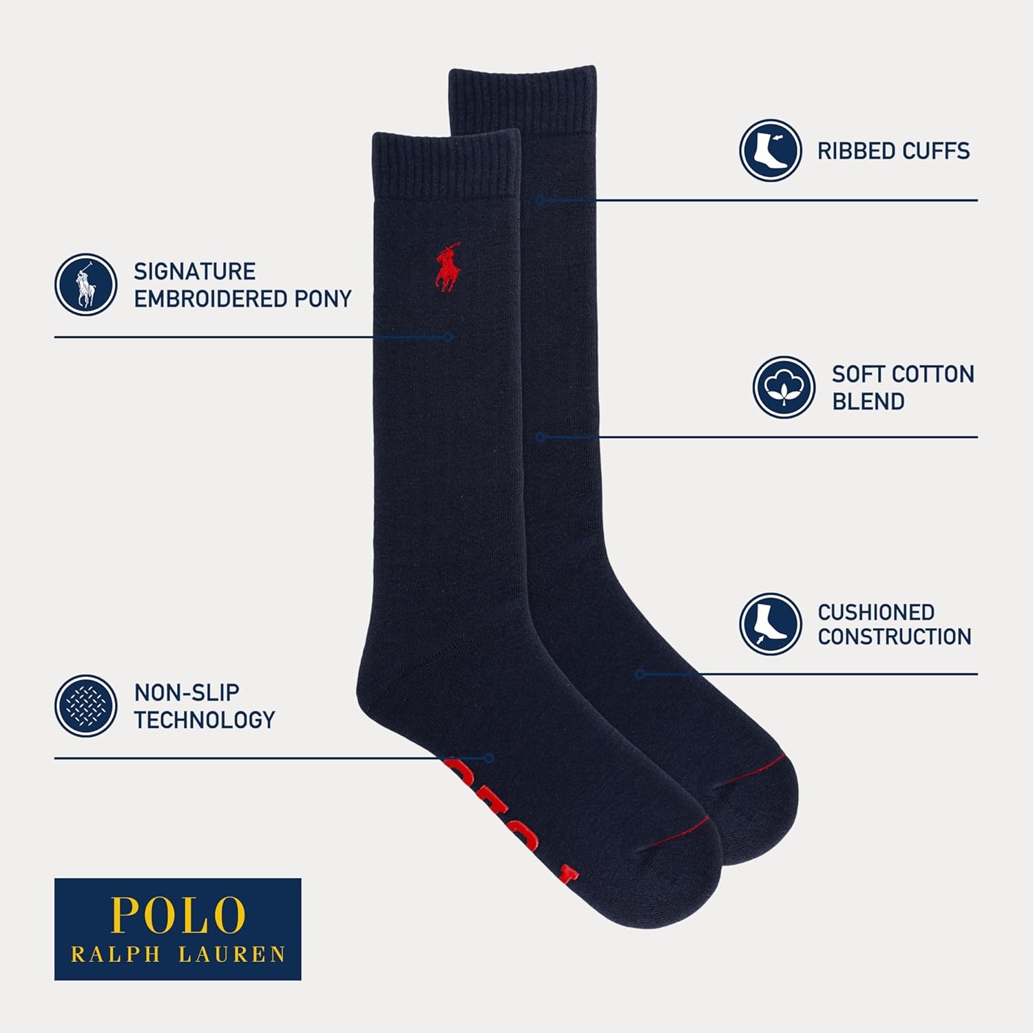 image:imagePOLO RALPH LAUREN Mens Casual Cozy Gripper Lounge SocksNavy
