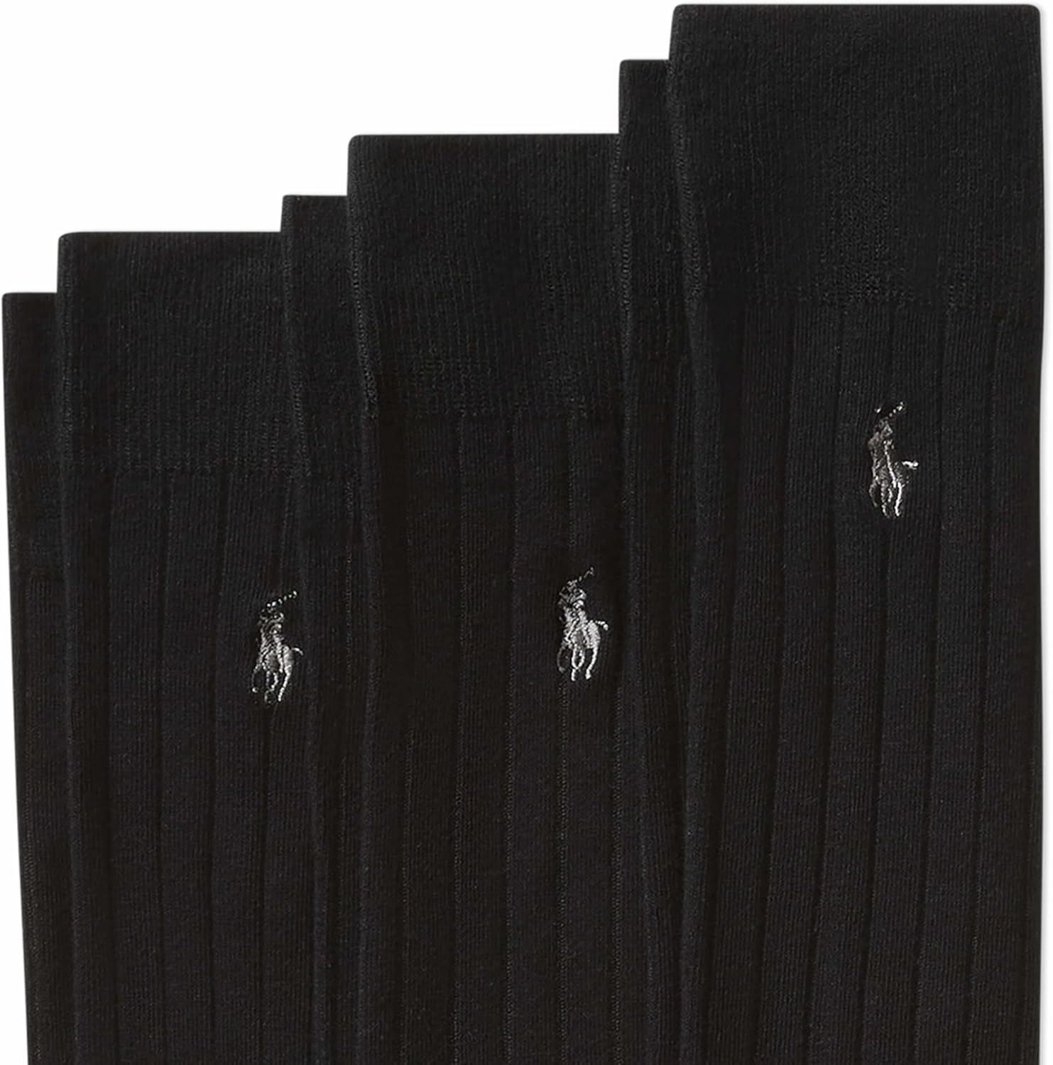 image:imagePOLO RALPH LAUREN Mens Mercerized Cotton Ribbed Dress Otc Socks 3 Pair Pack Reinforced Cotton ComfortBlack