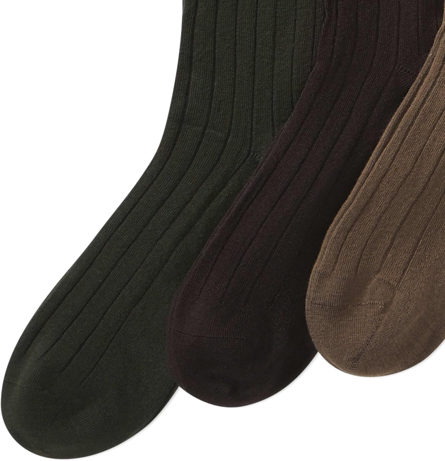 image:imagePOLO RALPH LAUREN Mens Mercerized Cotton Ribbed Dress Otc Socks 3 Pair Pack Reinforced Cotton ComfortBrown Assorted