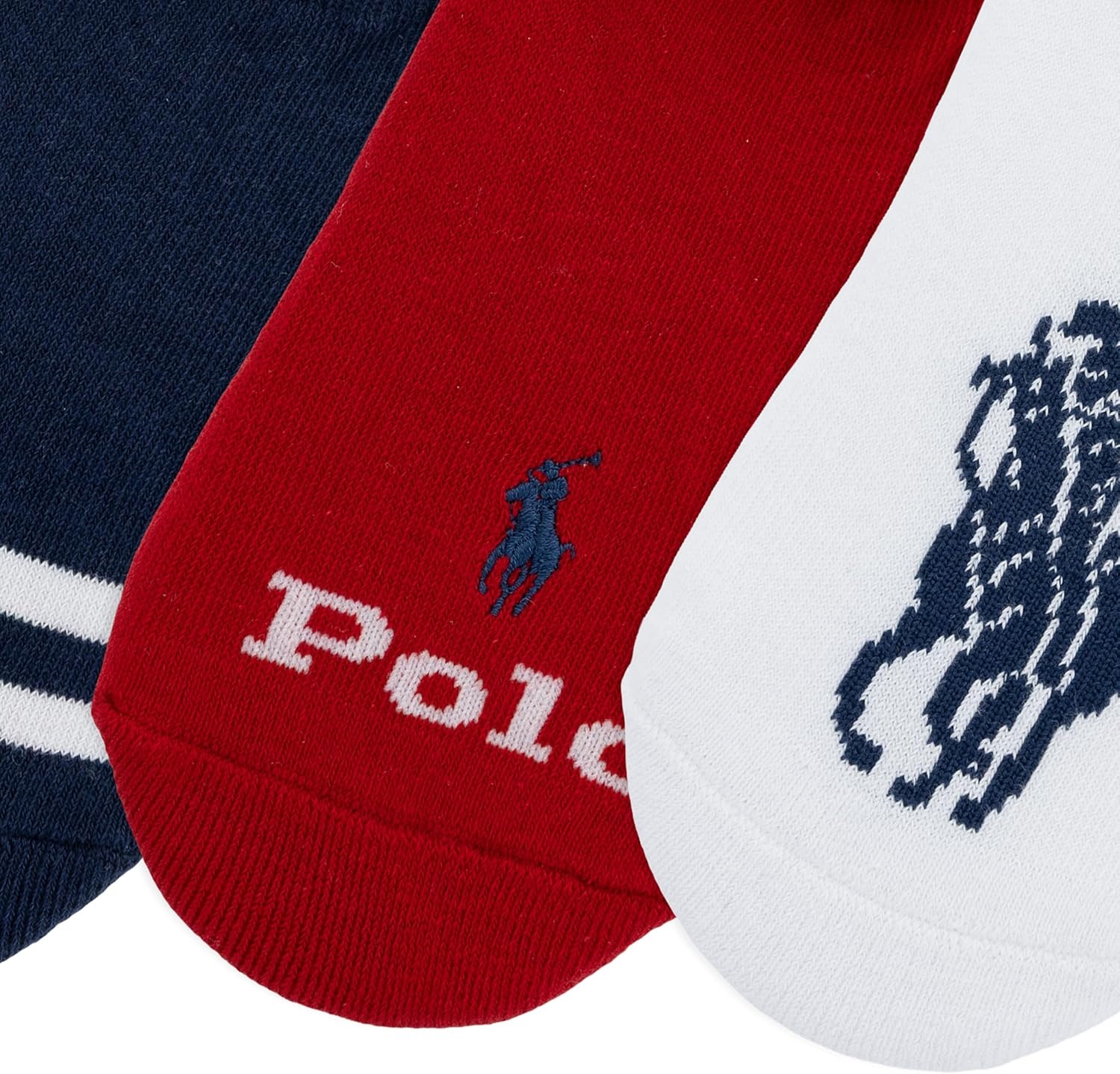 image:imagePOLO RALPH LAUREN Womens Big Pony Sneaker Liners 3PackRed White and Blue