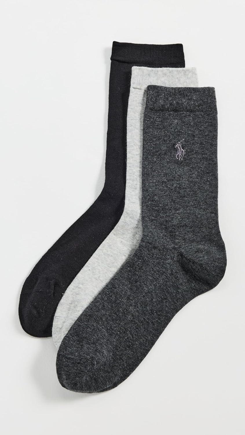 image:imagePOLO RALPH LAUREN Womens Classic Flat Knit Socks 3 PackCharcoal Heather Assorted