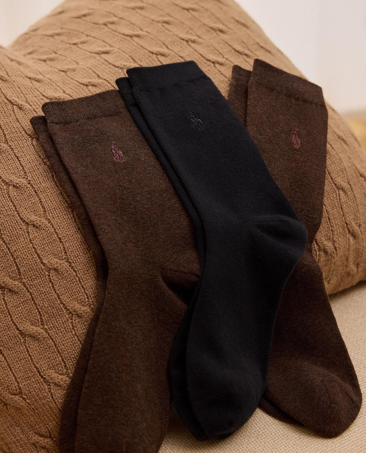 image:imagePOLO RALPH LAUREN Womens Classic Flat Knit Socks 3 PackCharcoal Heather Assorted