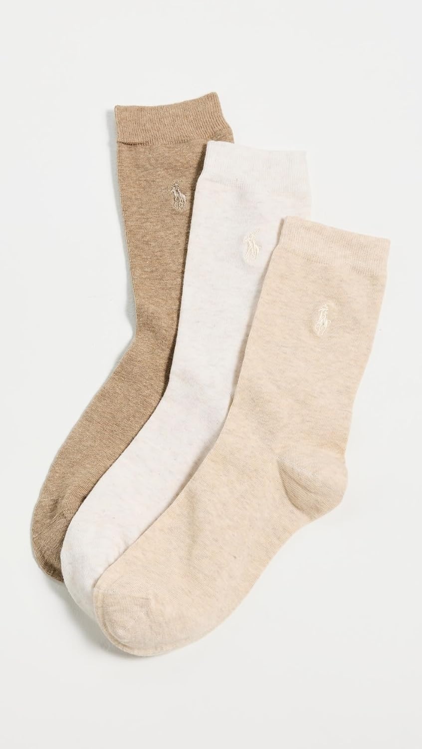 image:imagePOLO RALPH LAUREN Womens Classic Flat Knit Socks 3 PackOatmeal Heather Assorted