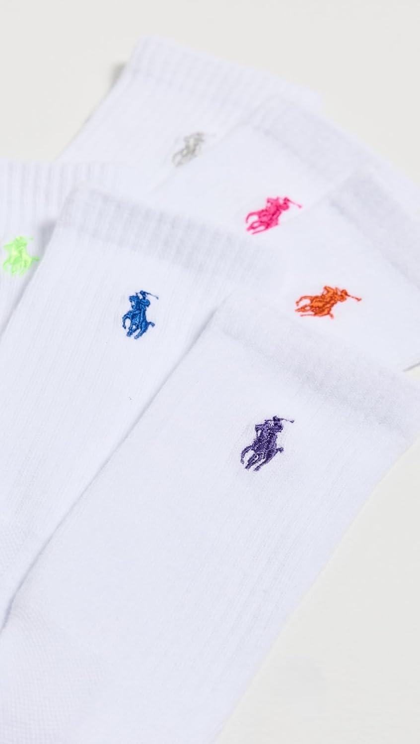 image:imagePOLO RALPH LAUREN Womens Crew Sport Socks 6 PackWhite Bright