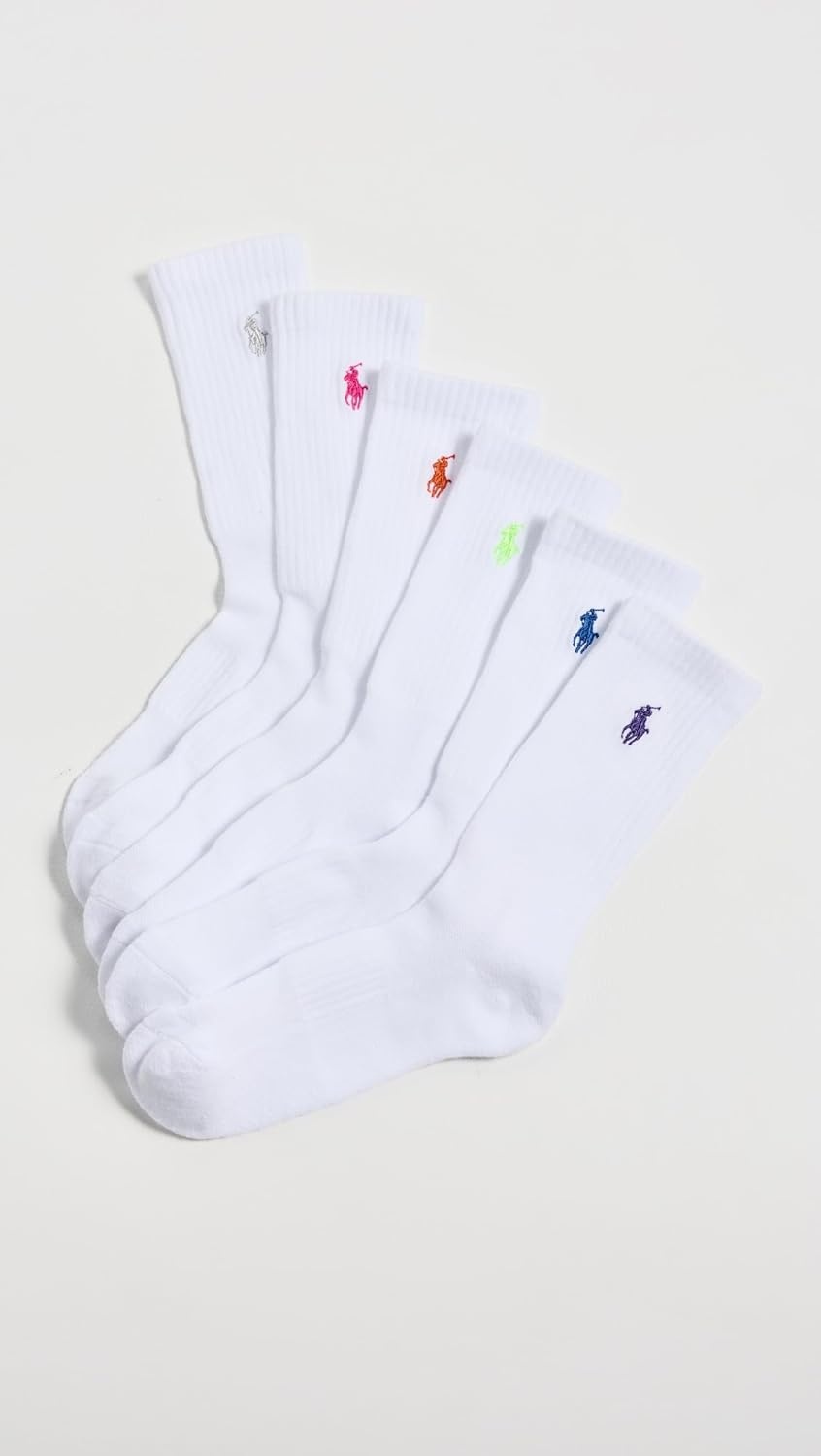 image:imagePOLO RALPH LAUREN Womens Crew Sport Socks 6 PackWhite Bright
