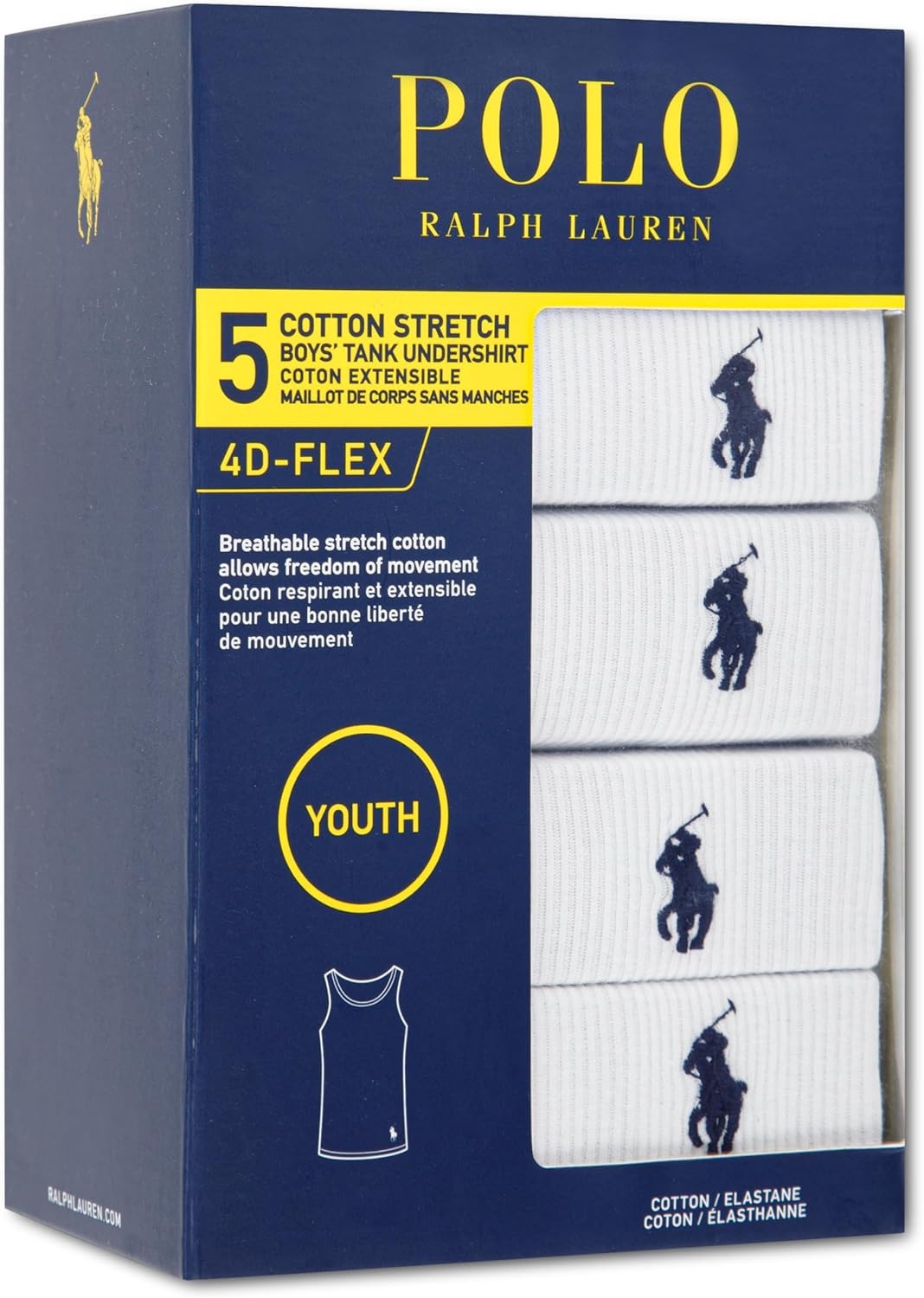 imagePolo Ralph Lauren Boys MultiPack Tank Top UndershirtWhite