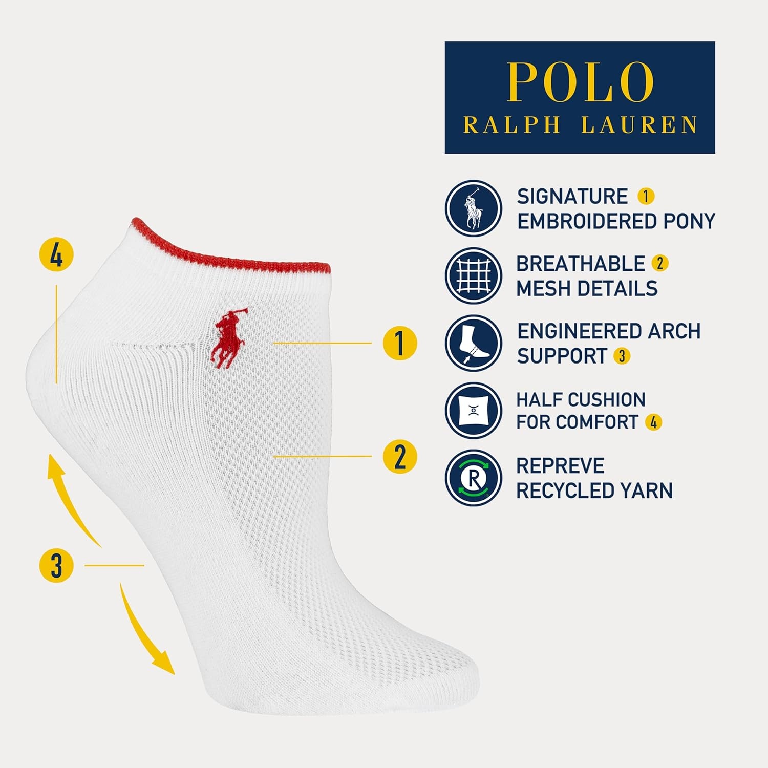 image:imagePolo Ralph Lauren Womens RL Low Cut 6 PackDenim Rl Mesh