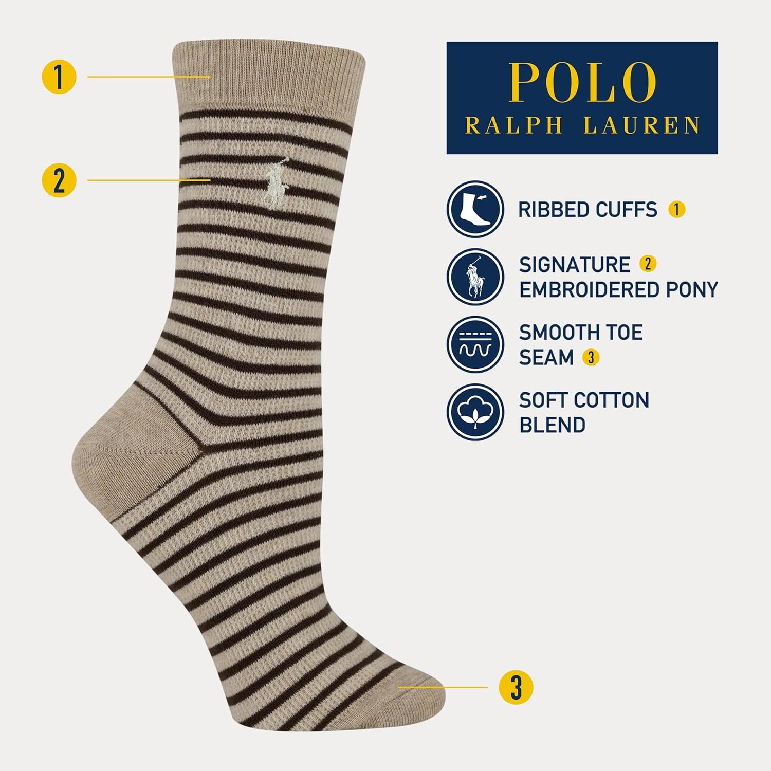 image:imagePolo Ralph Lauren Womens Ribbed Short CrewWaffle Texture Oatmeal