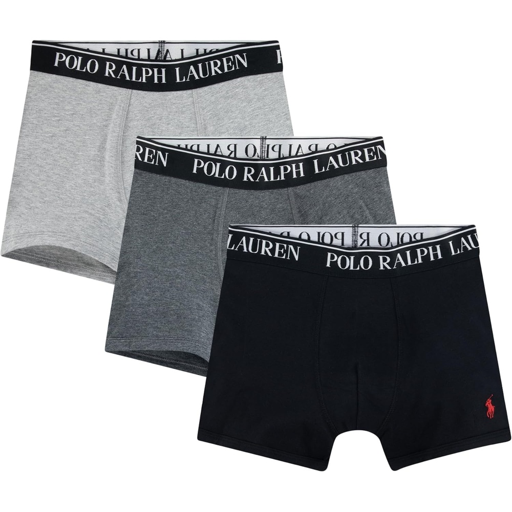 imagePOLO RALPH LAUREN Boys Multipack Boxer BriefsGreyBlack 3pack