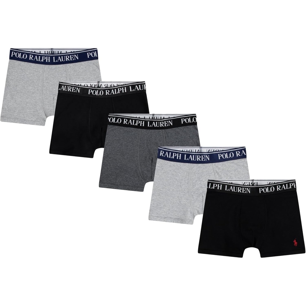 imagePOLO RALPH LAUREN Boys Multipack Boxer BriefsGreyBlack 5pack
