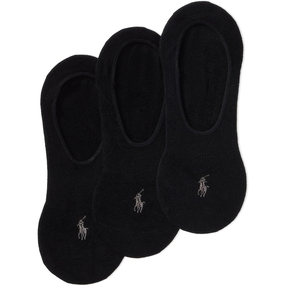 image:imagePOLO RALPH LAUREN Mens Super Soft Dress Liner Socks  3 Pair Pack  Silvadur Invisible ComfortBlack