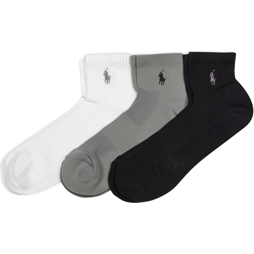 image:imagePOLO RALPH LAUREN Mens Tech Athletic Ankle Cushioned Arch Support Socks 3PackBlack