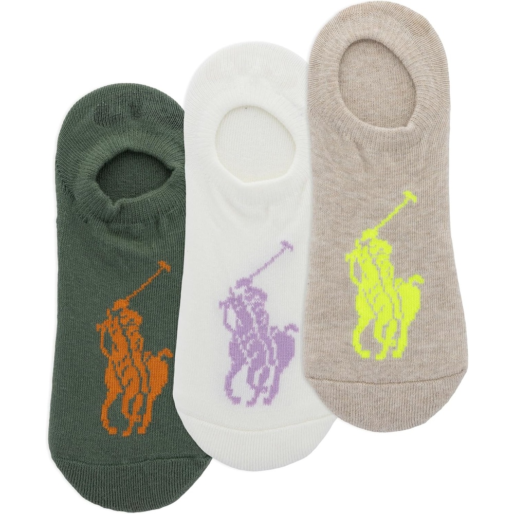 image:imagePOLO RALPH LAUREN Womens Big Pony Sneaker Liners 3PackLight Oatmeal Heather
