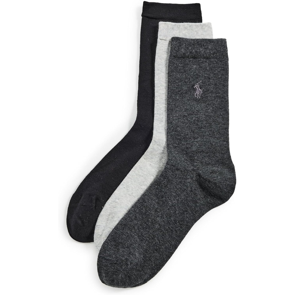 image:imagePOLO RALPH LAUREN Womens Classic Flat Knit Socks 3 PackCharcoal Heather Assorted