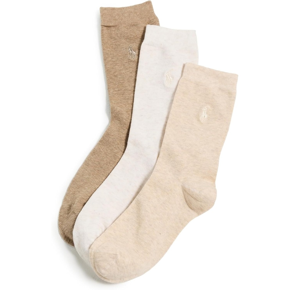 image:imagePOLO RALPH LAUREN Womens Classic Flat Knit Socks 3 PackOatmeal Heather Assorted