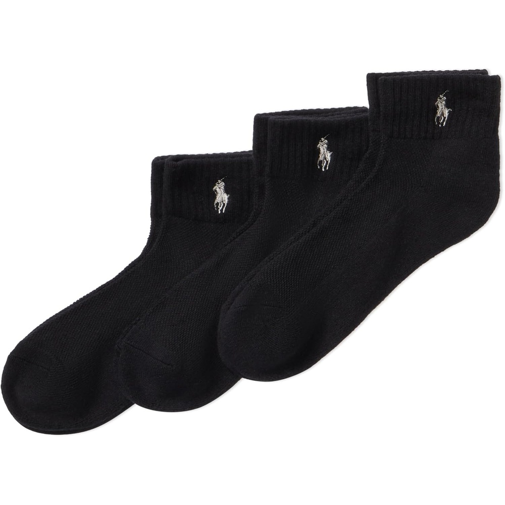 image:imagePOLO RALPH LAUREN Womens Cushioned Cotton Sport Ankle Socks 3 Pair Pack Athletic Half Cushion ComfortBlack