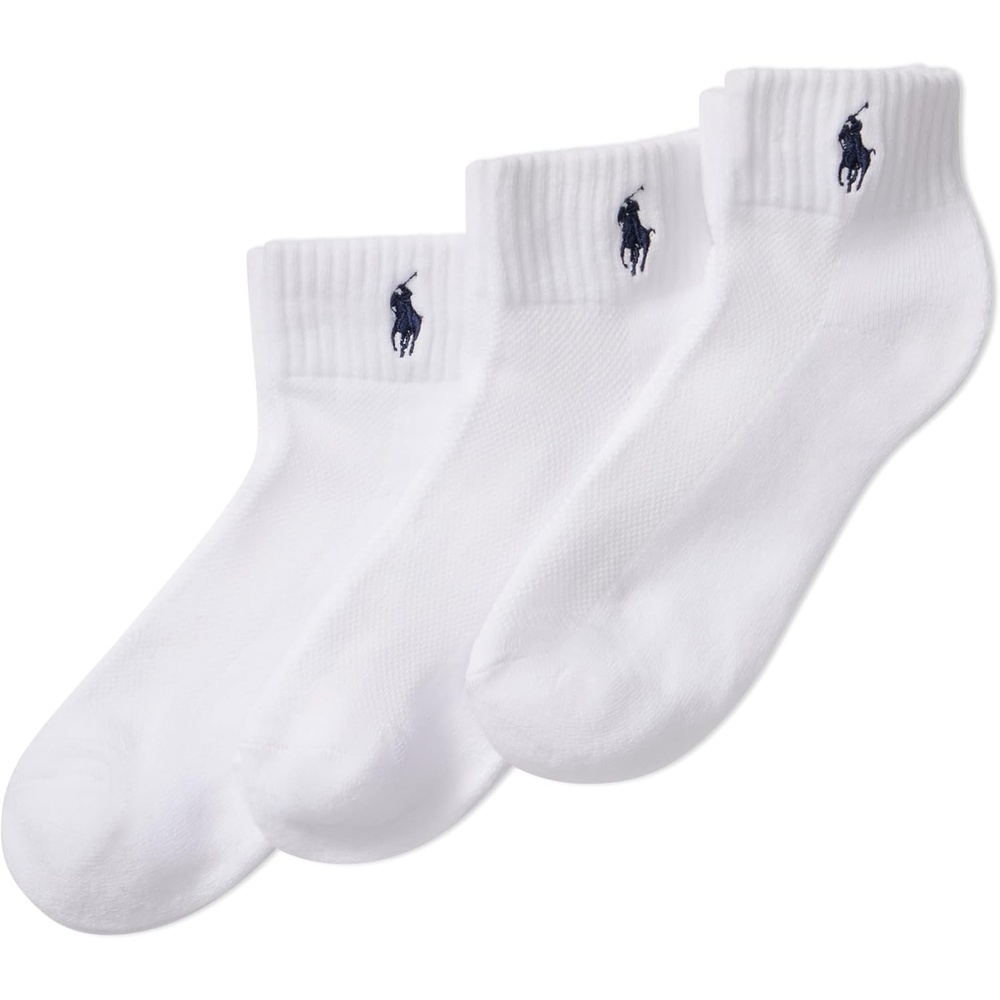 image:imagePOLO RALPH LAUREN Womens Cushioned Cotton Sport Ankle Socks 3 Pair Pack Athletic Half Cushion ComfortWhite