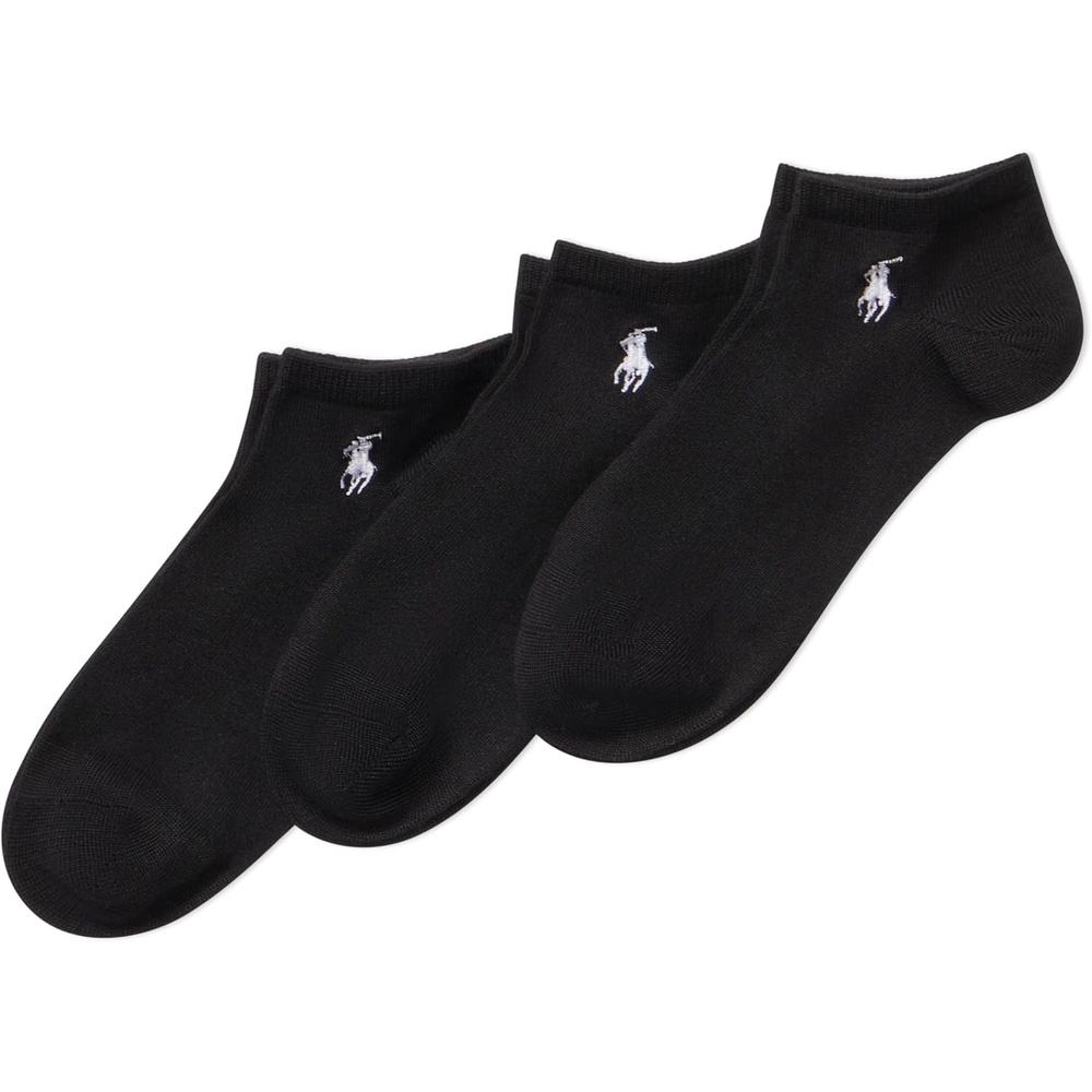 image:imagePOLO RALPH LAUREN Womens Super Soft Low Cut Socks 3 Pair Pack Reinforced Heel amp ToeBlack