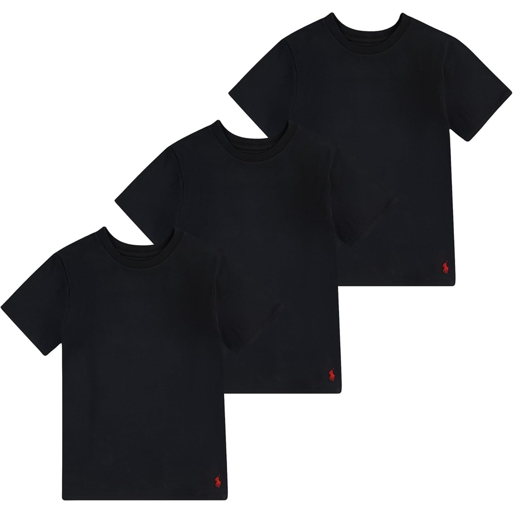 imagePolo Ralph Lauren Boys MultiPack Short Sleeve UndershirtBlack 3pack
