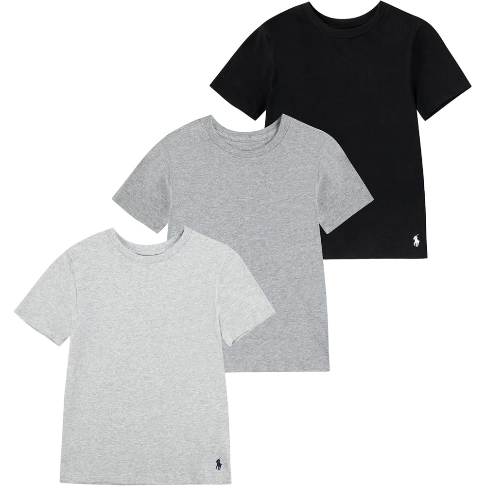 imagePolo Ralph Lauren Boys MultiPack Short Sleeve UndershirtBlackGrey 3pack