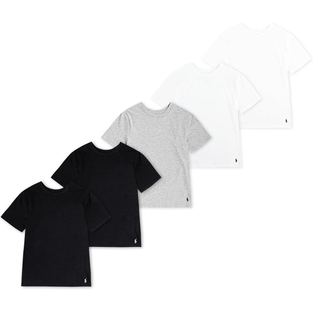 imagePolo Ralph Lauren Boys MultiPack Short Sleeve UndershirtBlackGrey 5pack