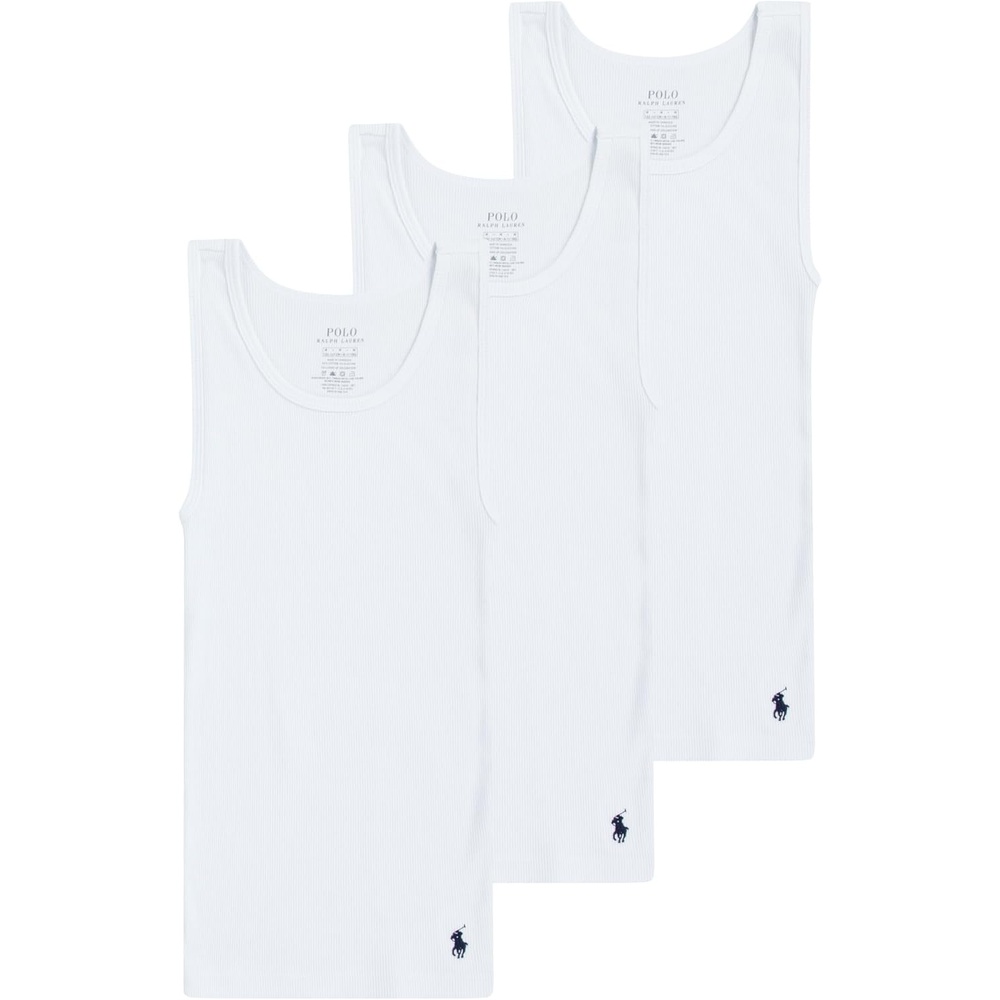 imagePolo Ralph Lauren Boys MultiPack Tank Top UndershirtWhite 3pack