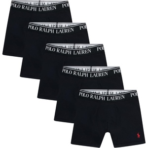 POLO RALPH LAUREN Boys’ Multi-pack Boxer Briefs(Black 5-pack)