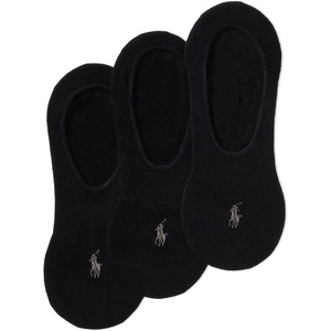 POLO RALPH LAUREN Men’s Super Soft Dress Liner Socks – 3 Pair Pack – Silvadur Invisible Comfort(Black)