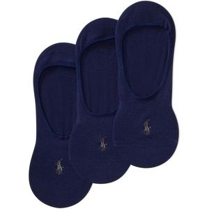 POLO RALPH LAUREN Men’s Super Soft Dress Liner Socks – 3 Pair Pack – Silvadur Invisible Comfort(Navy)
