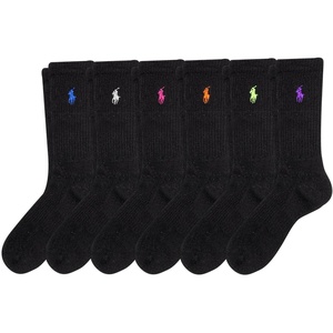 POLO RALPH LAUREN Women’s Crew Sport Socks 6 Pack(Black Assorted)