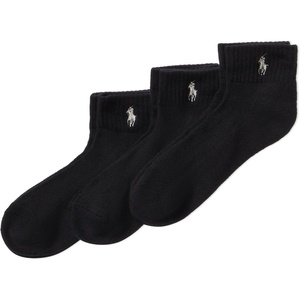 POLO RALPH LAUREN Women’s Cushioned Cotton Sport Ankle Socks – 3 Pair Pack – Athletic Half Cushion Comfort(Black)