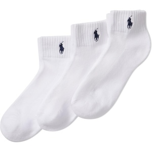 POLO RALPH LAUREN Women’s Cushioned Cotton Sport Ankle Socks – 3 Pair Pack – Athletic Half Cushion Comfort(White)