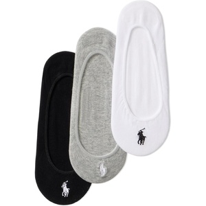 POLO RALPH LAUREN Women’s Ultra Low Liner Socks 3 Pack(Sweatshirt Gray Heather)