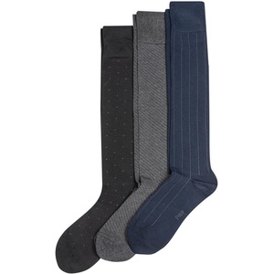 Polo Men’s Striped Over the Calf Sock 3 Pair Pack, Navy/Gray, Anthracite/Gray, Black/Charcoal, Men’s Shoe Size: 6-12