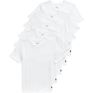 Polo Ralph Lauren Boys’ Multi-Pack Short Sleeve Undershirt(White 5-pack)
