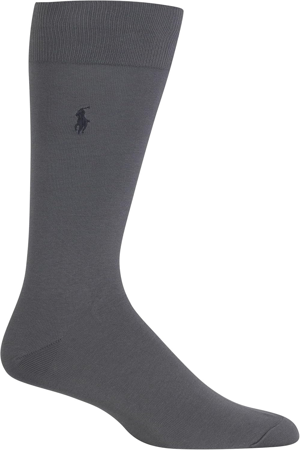 image:imagePOLO RALPH LAUREN Mens Egyptian Cotton Flat Knit Dress Slack Crew Socks 1 Pair Pack Embroidered PonyGray
