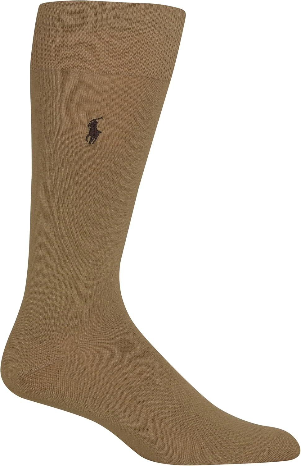image:imagePOLO RALPH LAUREN Mens Egyptian Cotton Flat Knit Dress Slack Crew Socks 1 Pair Pack Embroidered PonyTan
