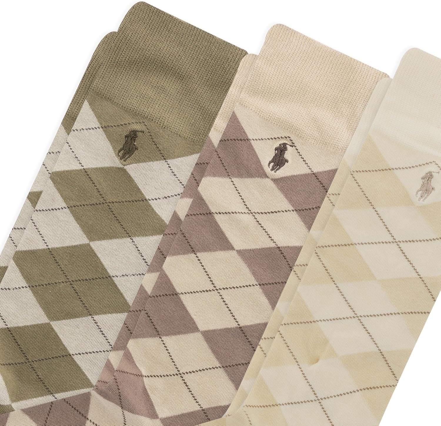 image:imagePolo Ralph Lauren Mens Argyle Pattern Dress Crew Socks 3 PairsLight Khaki