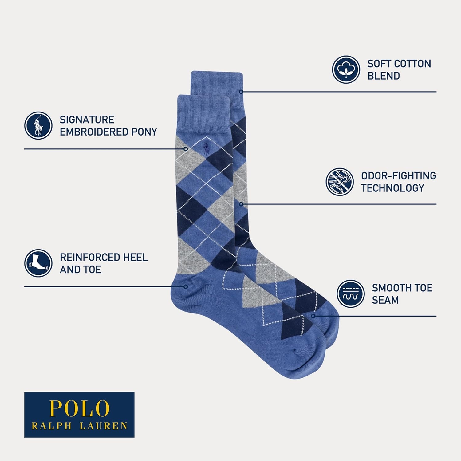 image:imagePolo Ralph Lauren Mens Argyle Pattern Dress Crew Socks 3 PairsNavy Bright Navy