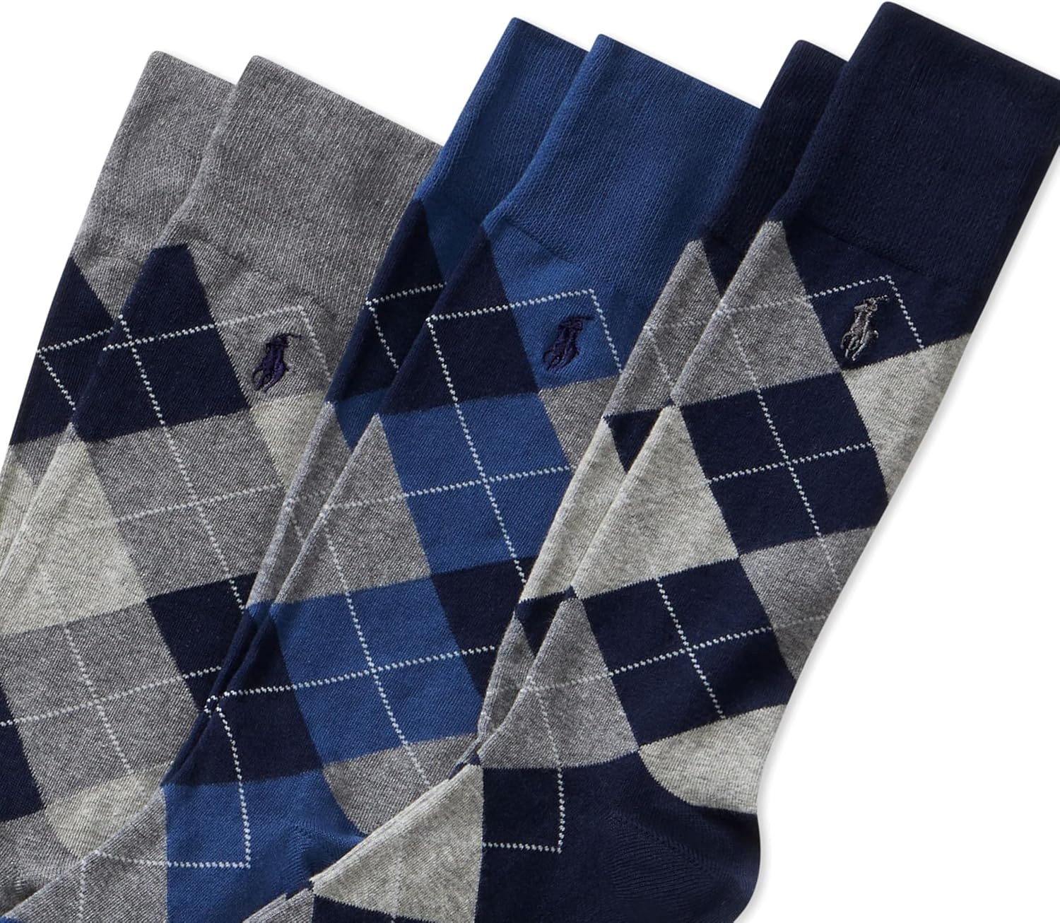 image:imagePolo Ralph Lauren Mens Argyle Pattern Dress Crew Socks 3 PairsNavy Gray Heather