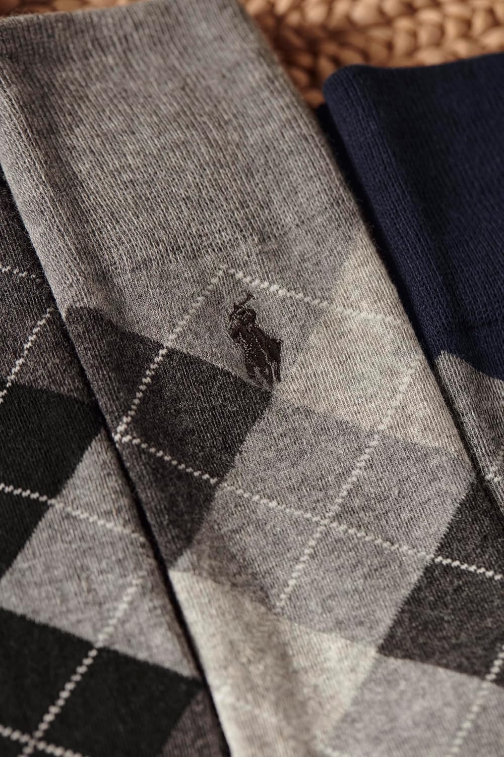 image:imagePolo Ralph Lauren Mens Argyle Pattern Dress Crew Socks 3 PairsNavy Gray Heather