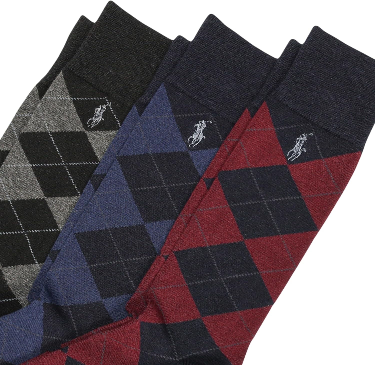 image:imagePolo Ralph Lauren Mens Argyle Pattern Dress Crew Socks 3 PairsNavy Multi