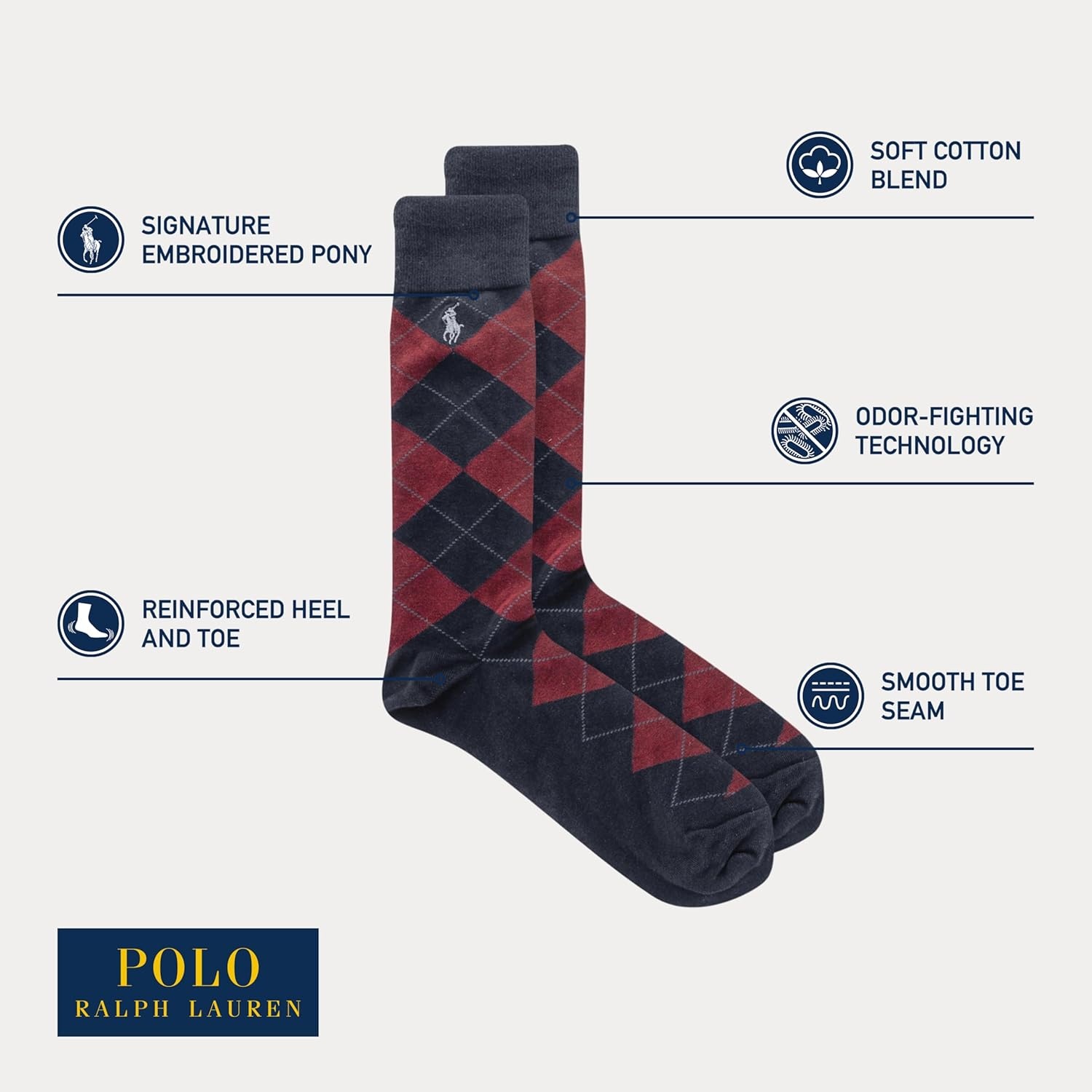 image:imagePolo Ralph Lauren Mens Argyle Pattern Dress Crew Socks 3 PairsNavy Multi